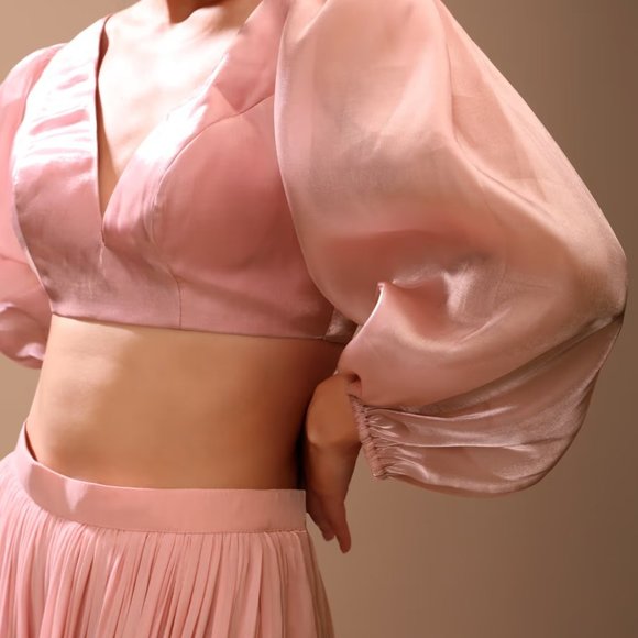 Indian Peachskin Blouse In Organza For Women - Picture 2 of 4